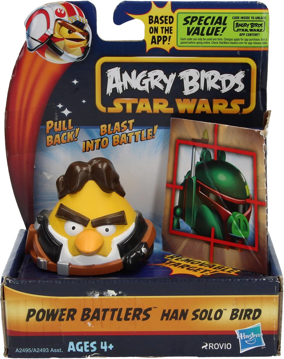 Angry Birds& Star Wars Power Battlers Han Solo Bird – 6x5x5cm | Schietspeelgoed voor Kinderen | Zelfrijdende Poppetjes